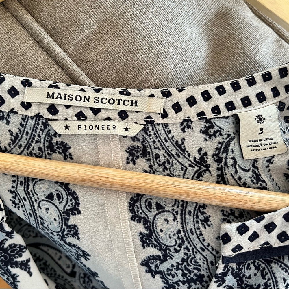 Maison Scotch Paisley & Geometric Print Blouse – Pioneer Top Size 3 (S/M) - Picture 6 of 7